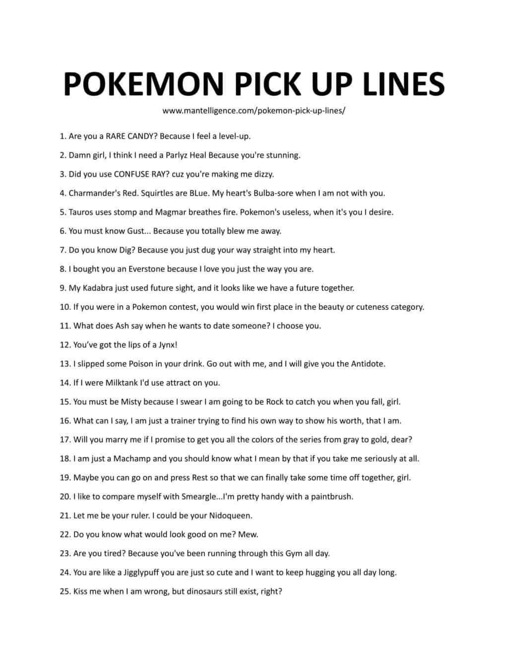 downloadable and printable list