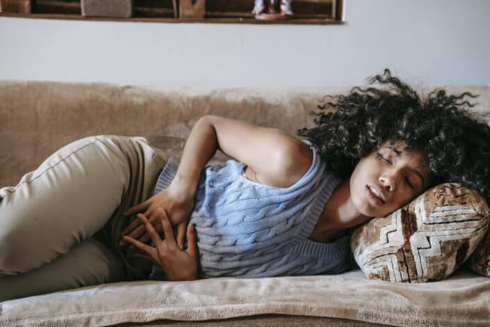 woman having stomach ache