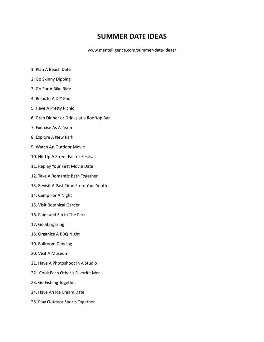 Downloadable/Printable List