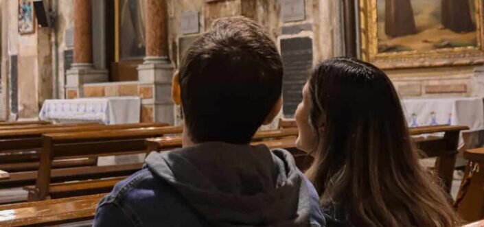 Couple Sitting at the Church