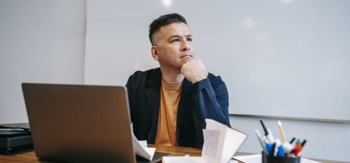 Man in the Office Thinking