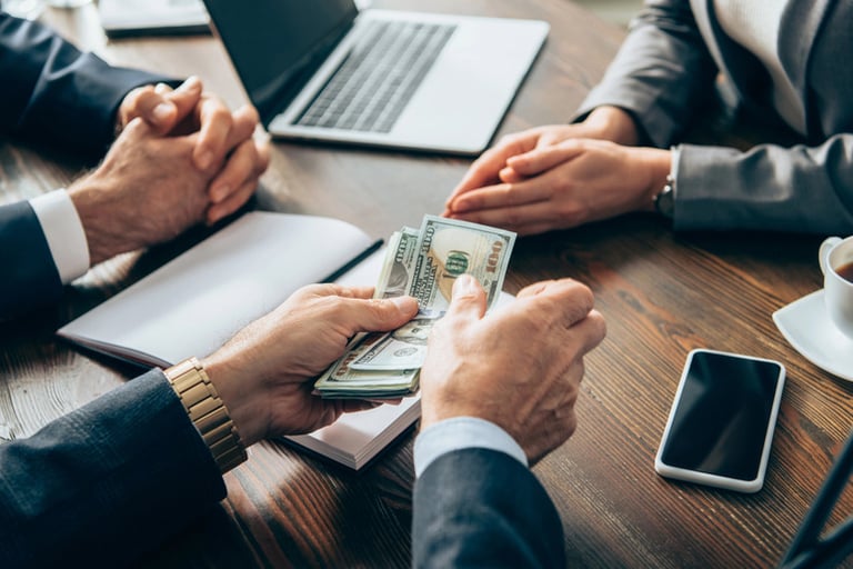 Men managing financial assets