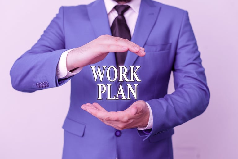 A man with a work plan for starting a business