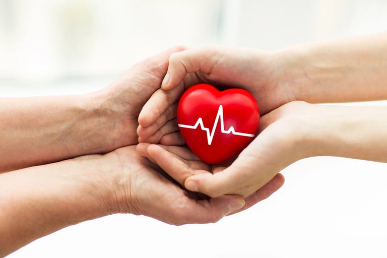 Man offering a heart symbol representing care and emotional support in a modern dating relationship focused on health and well-being