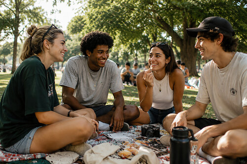 Young Americans chilling outdoors