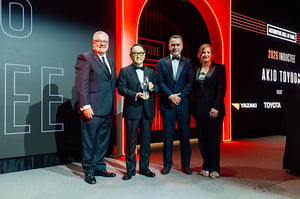 Akio Toyoda being induced into the Automotive Hall of Fame