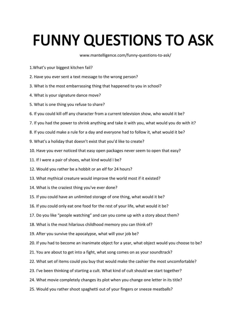 FUNNY QUESTIONS TO ASK 1 1 