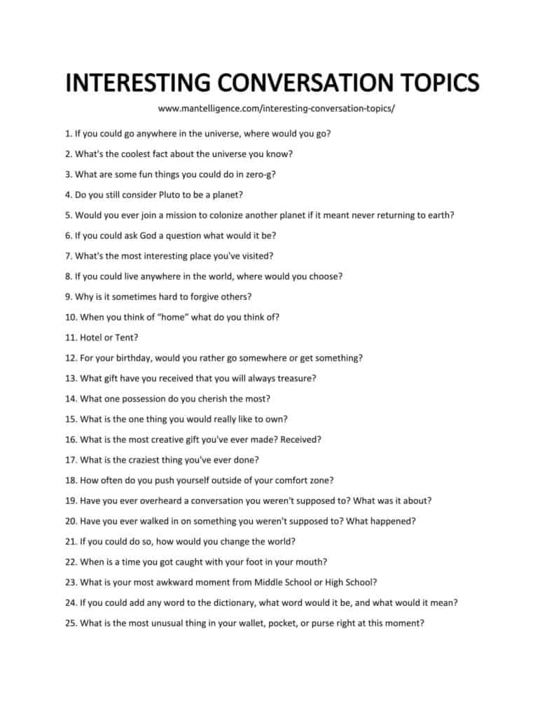 98 Conversation Starters & Topics (Fun, Unique, Interesting)