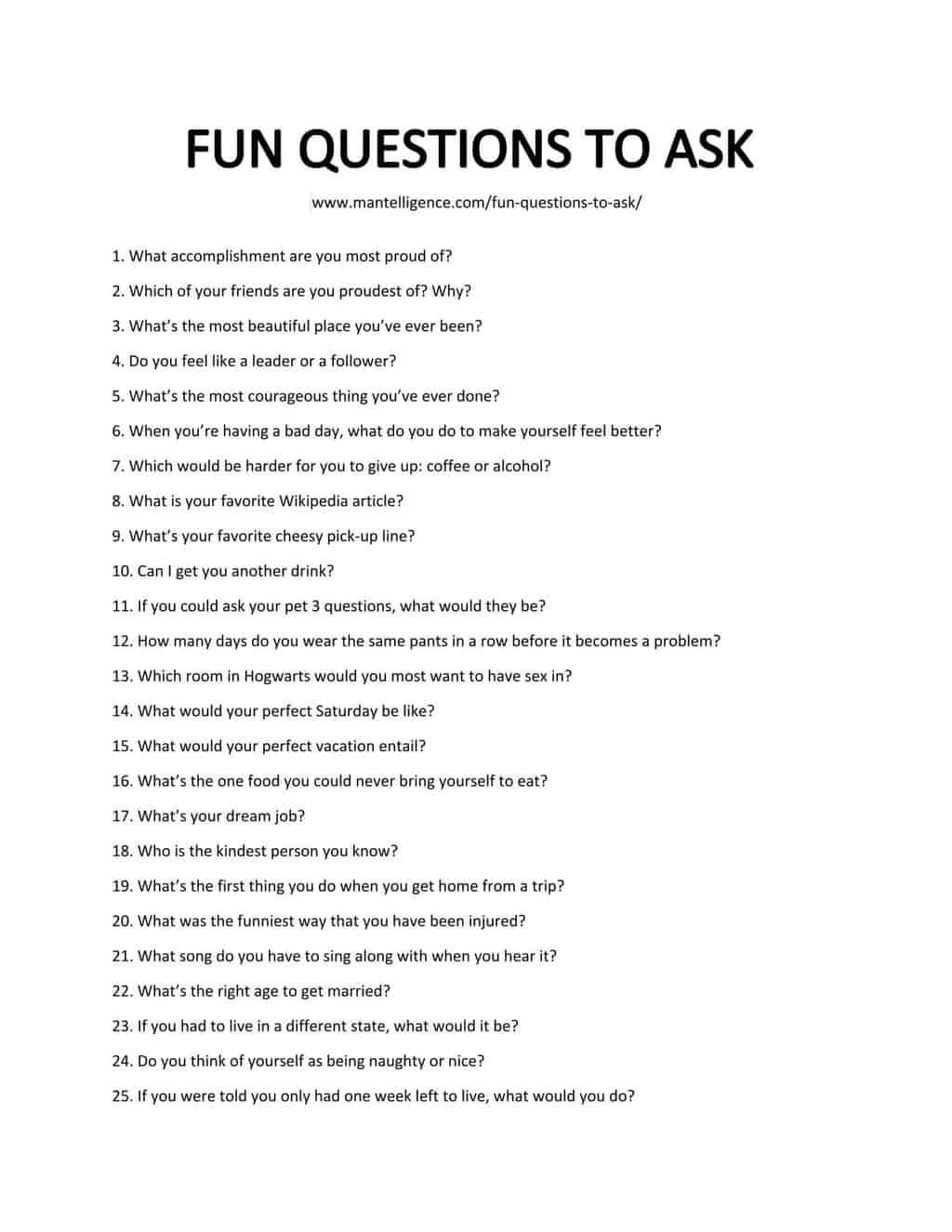 FUN QUESTIONS TO ASK 1 