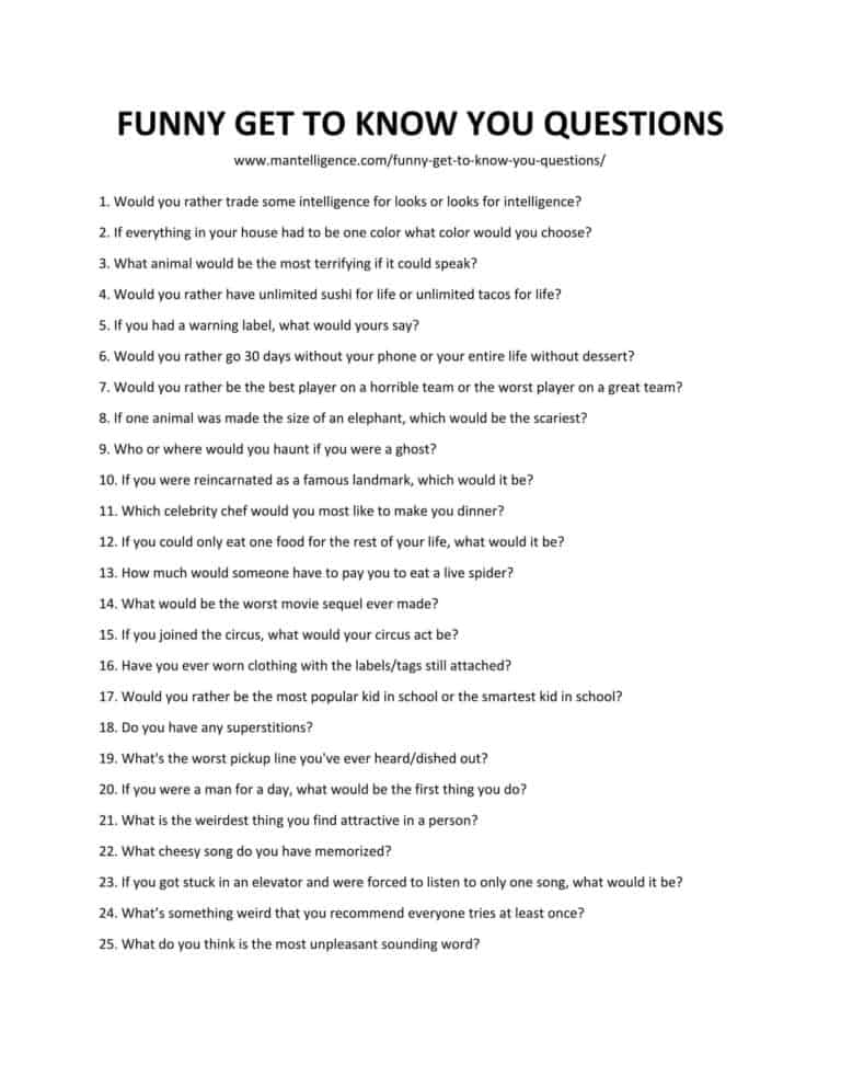 109+ Funny Get To Know You Questions (For: Guys, Girls, Couples)