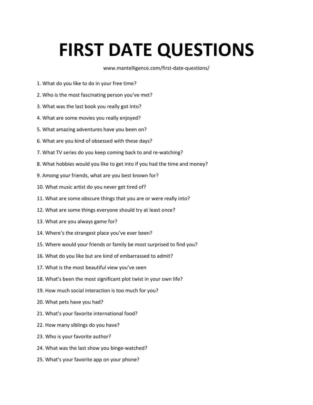 50 questions to ask a first date