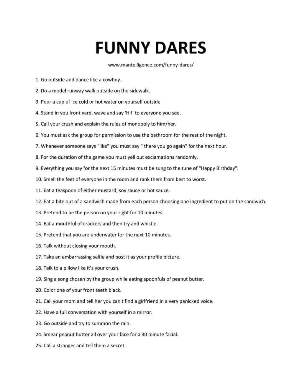 56 Incredibly Funny Dares - The only 