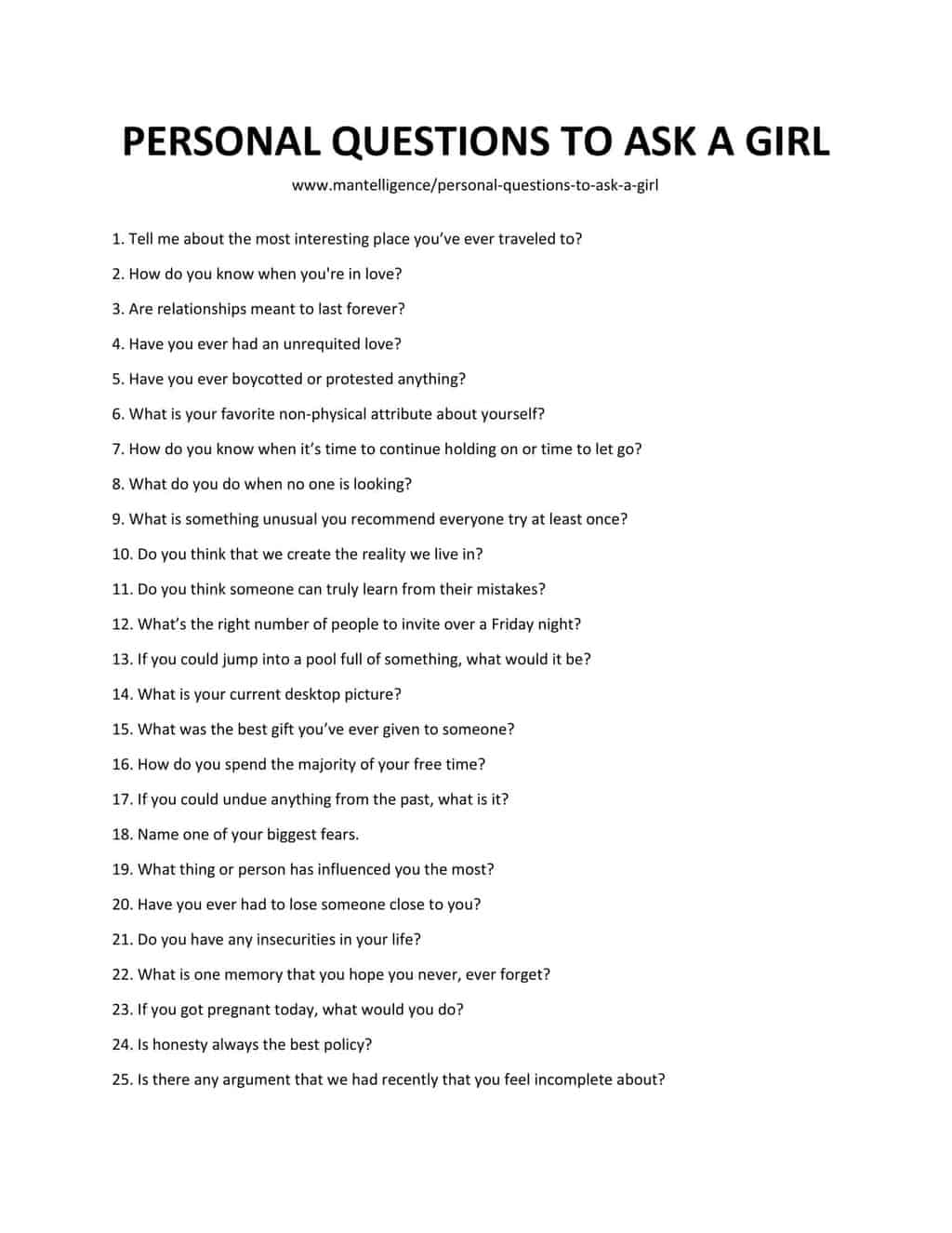 random questions to ask a girl