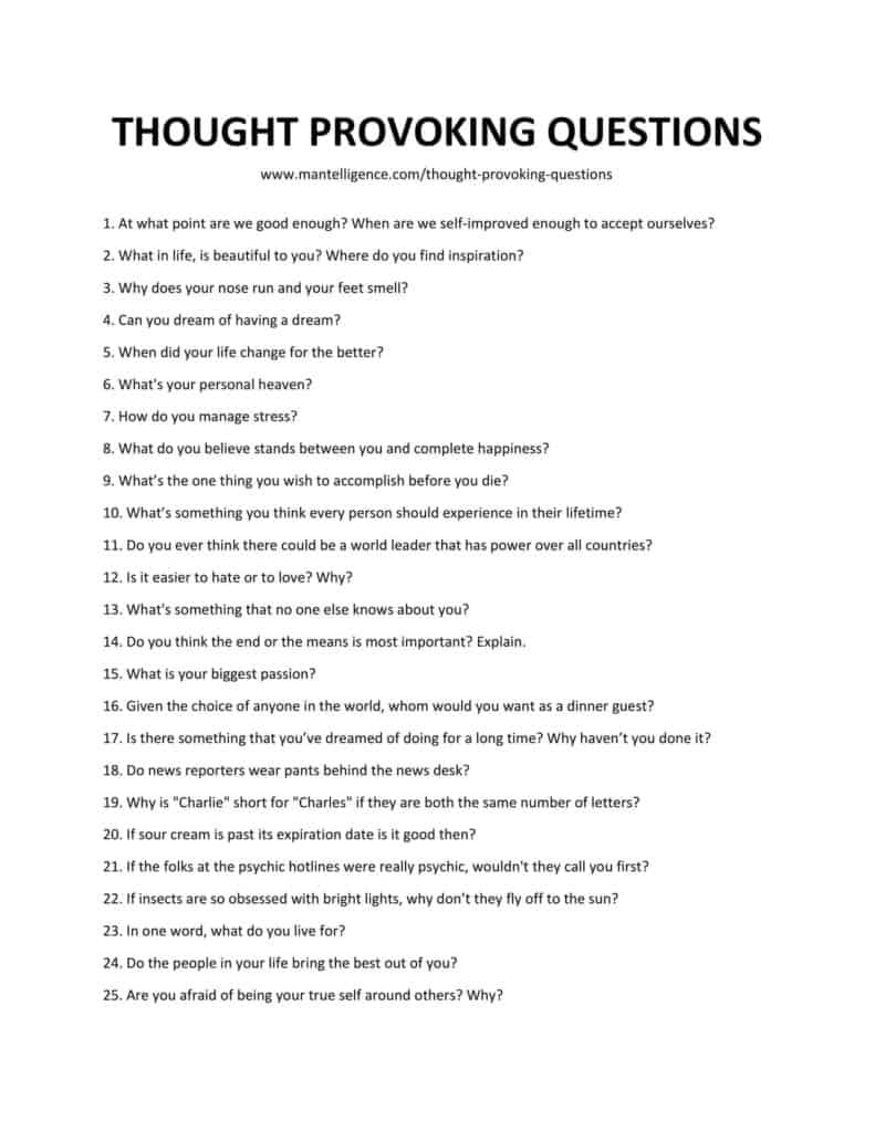 60 Thought Provoking Questions For Girls Guys Couples 2276