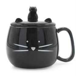 14. Cute Cat Coffee Mug with Cell Phone Holder Lid