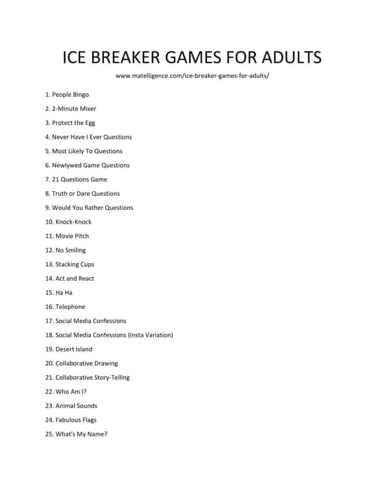 31 Best Ice Breaker Games For Adults Fun activities your team will enjoy.