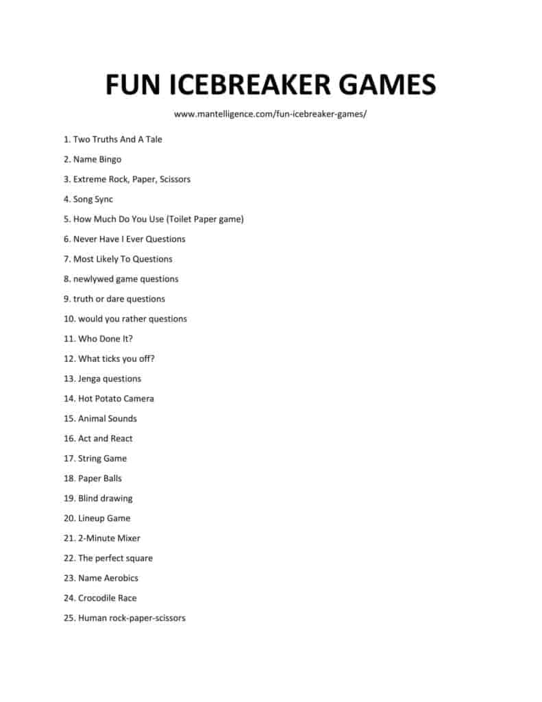 Best Fun Icebreaker Games This Is The Only List You Ll Need