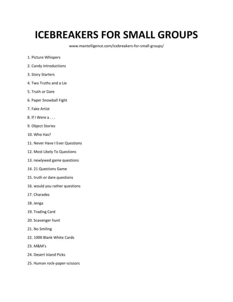 58 Exciting Icebreakers For Small Groups - Happy Ways To Make Fun