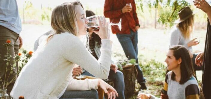 Friends drinking wine outdoor