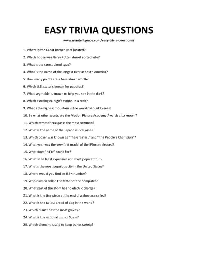 152+ Easy Trivia Questions and Answers (For Kids, Teens, Adults)