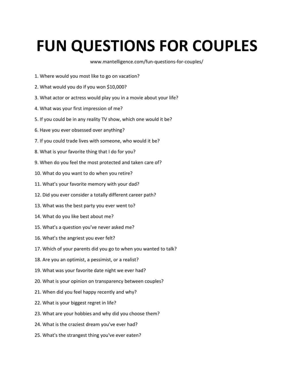 FUN QUESTIONS FOR COUPLES 