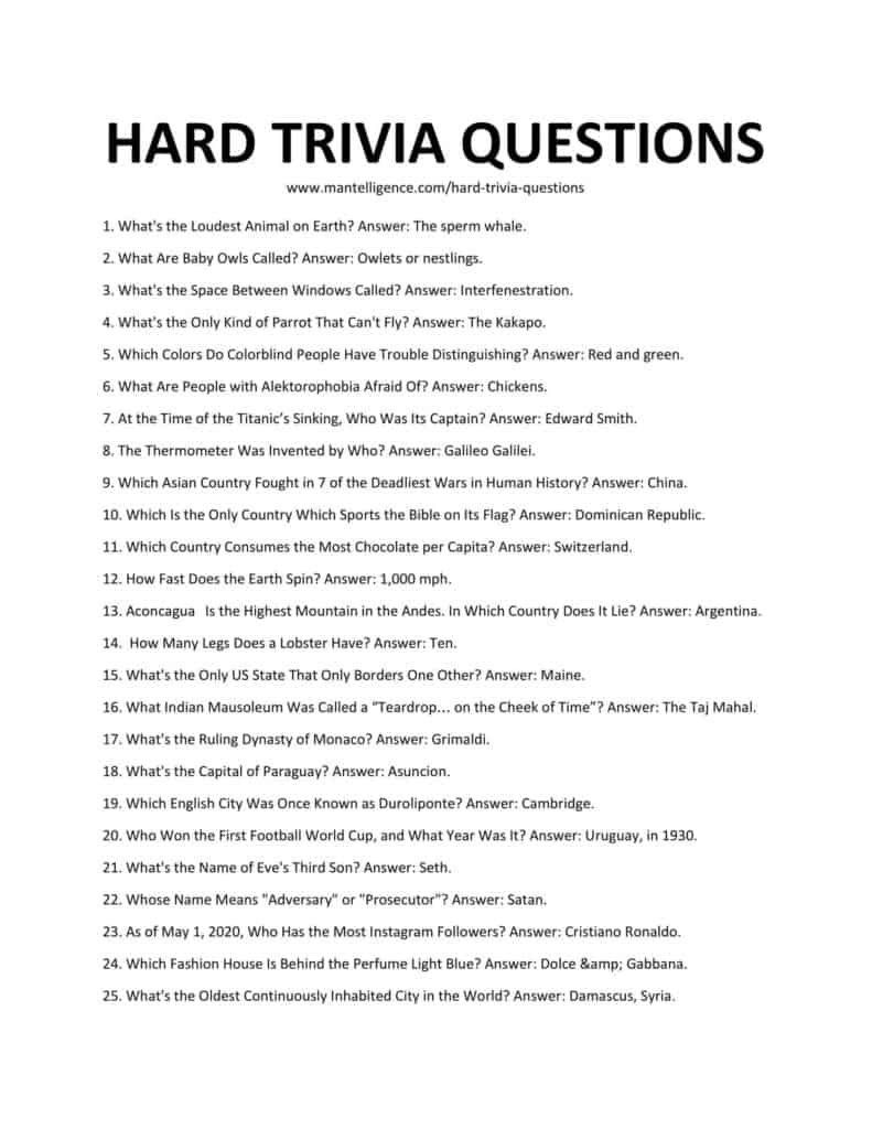 139+ Really Hard Trivia Questions and Answers