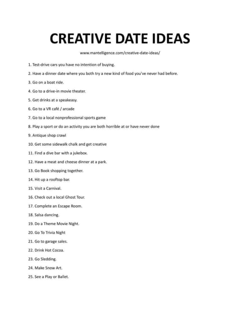 75 Best Creative Date Ideas Simple Ways To Be A Remarkable Man 