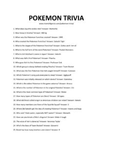 43+ Pokemon Trivia Questions & Answers (Easy, Hard, Hardest)