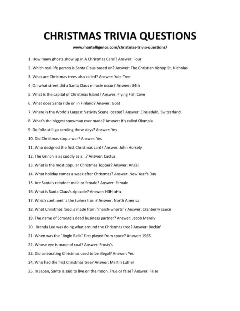 111 Best Christmas Trivia Questions & Answers (Hard Holiday Fun)