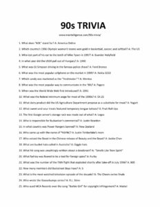 72+ 90s Trivia Questions & Answers (Easy to Hard)