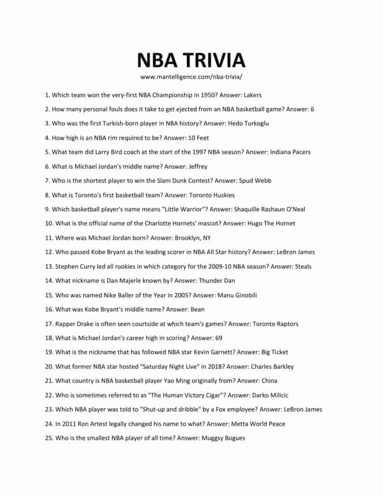 41+ NBA Trivia Questions & Answers (Fun Basketball Quiz)