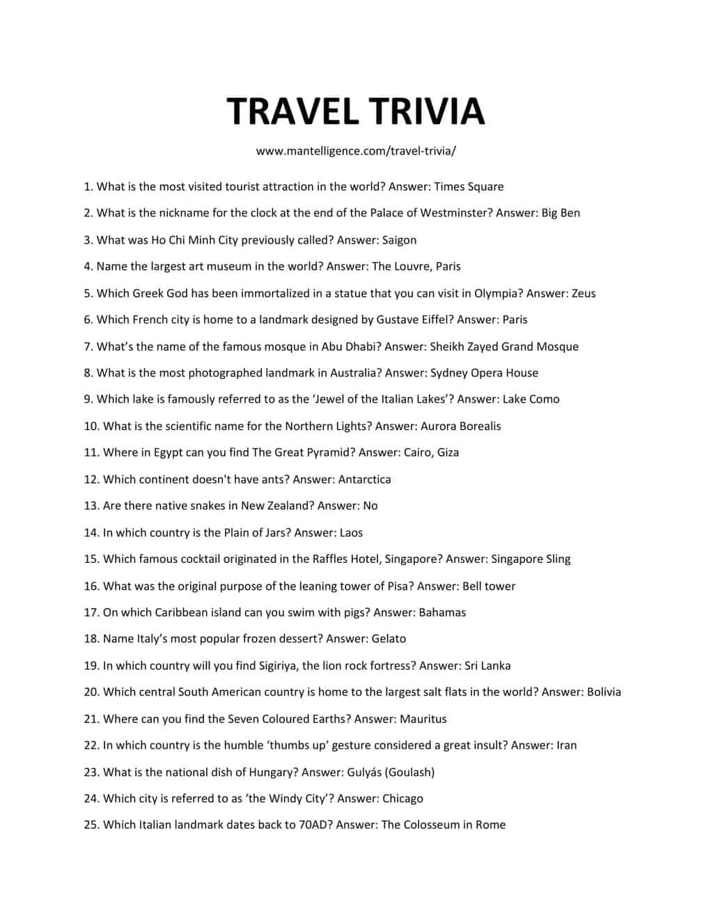 33 Best Travel Trivia Questions And Answers You Should Know