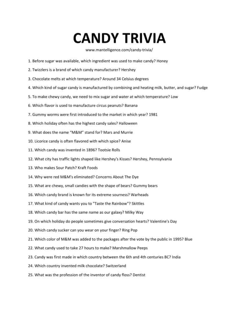 28+ Candy Trivia & Answers (Sweet Quiz)