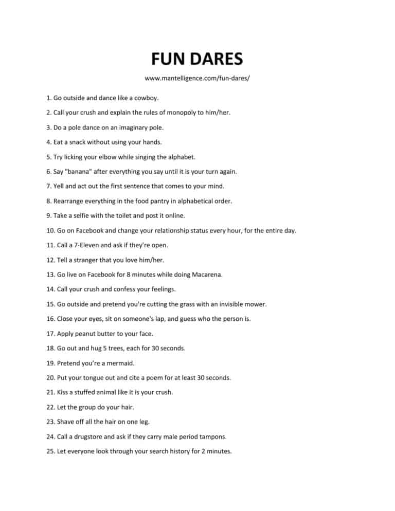 Fun Dares to Excite Your Friends 38 Really Good Challenges