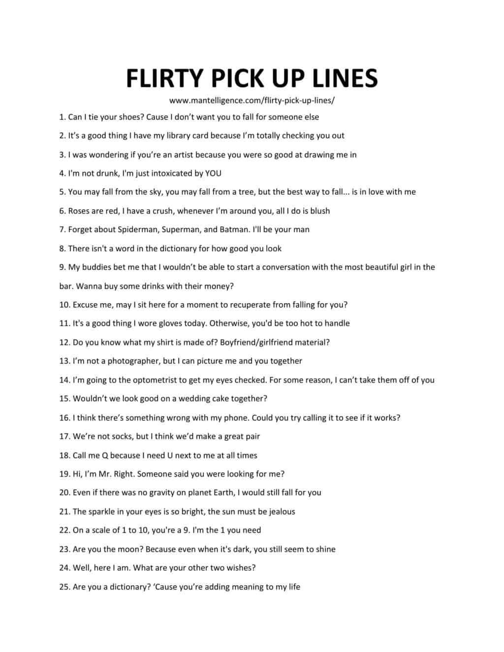 pick up lines for flirting