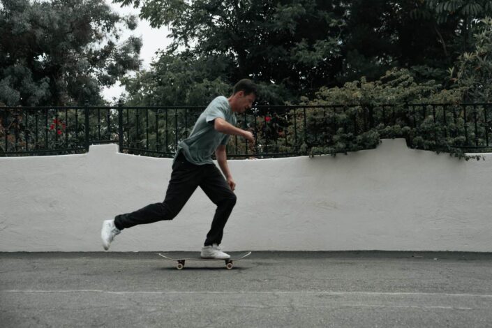 man on a skateboard in a pavement