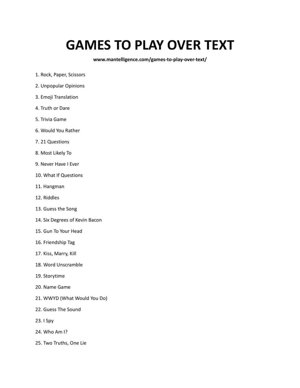 GAMES TO PLAY OVER TEXT 1 1 