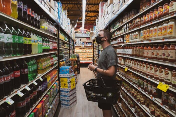 Man shopping in a grocery store