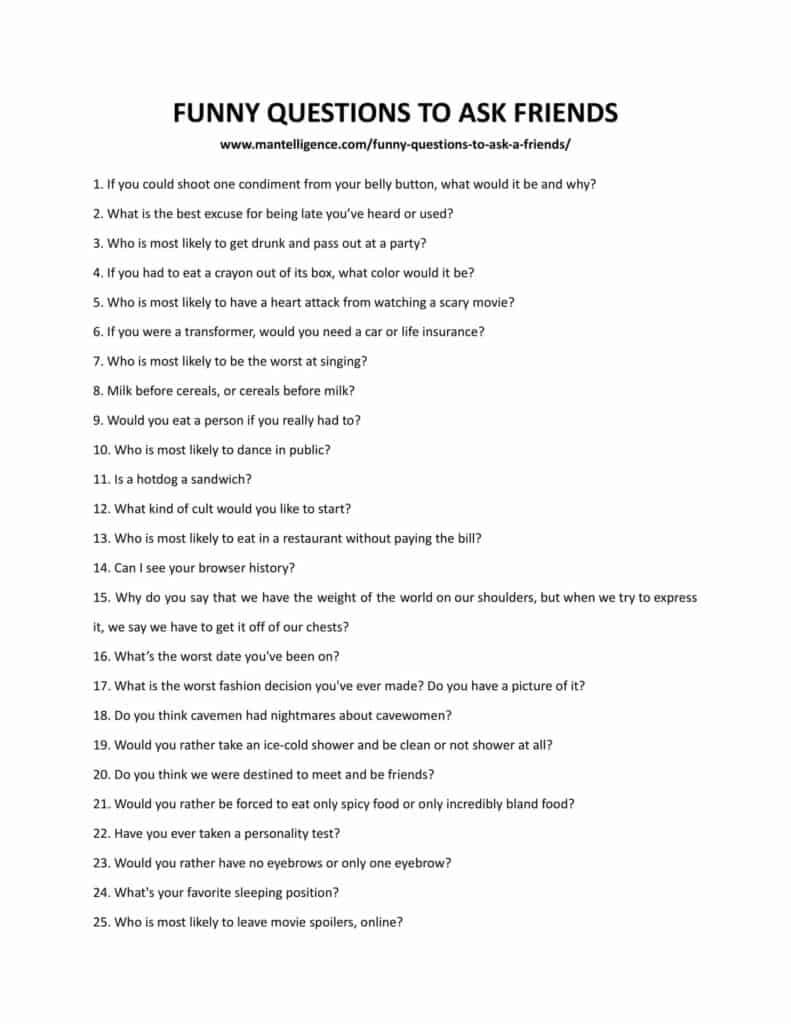 53 Funny Questions To Ask Friends – Have A Really Interesting Time