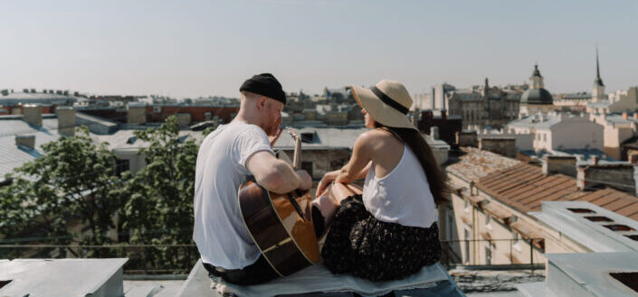 Man singing a song to a woman