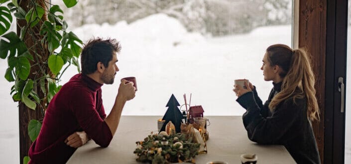 couple Holding Mugs in the morning