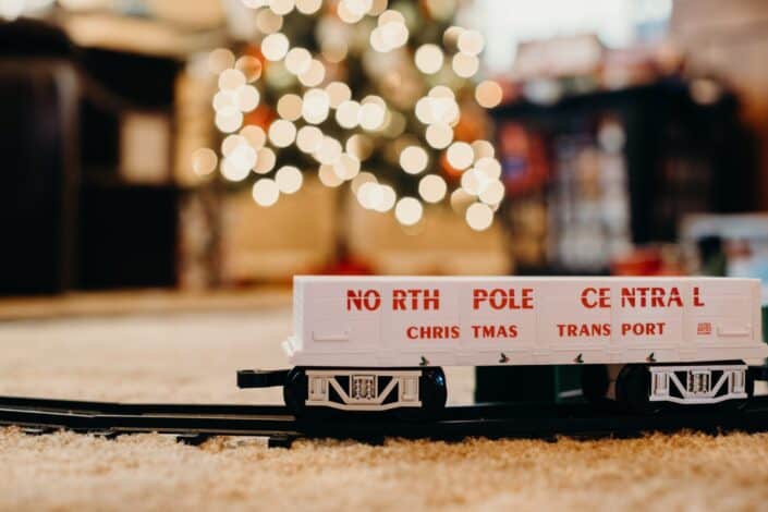 train toy in white carpet