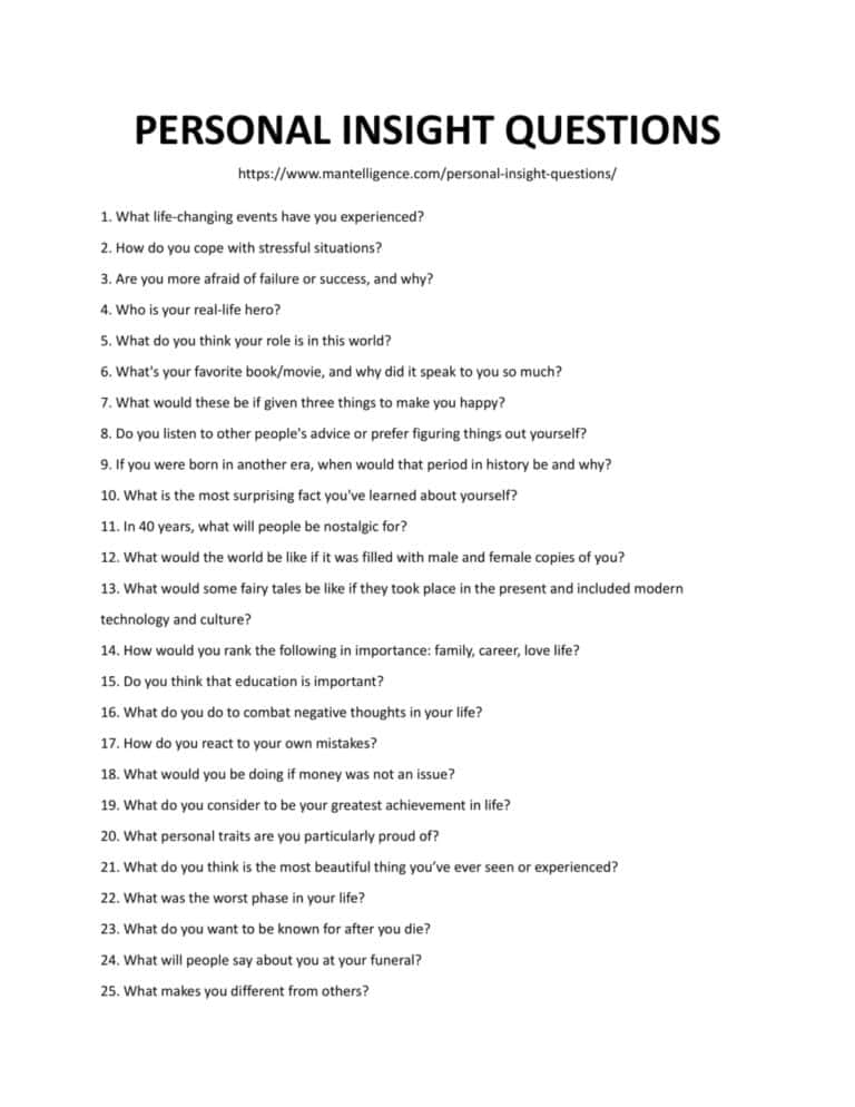 17 Deep Personal Insight Questions The Best Questions to Think About