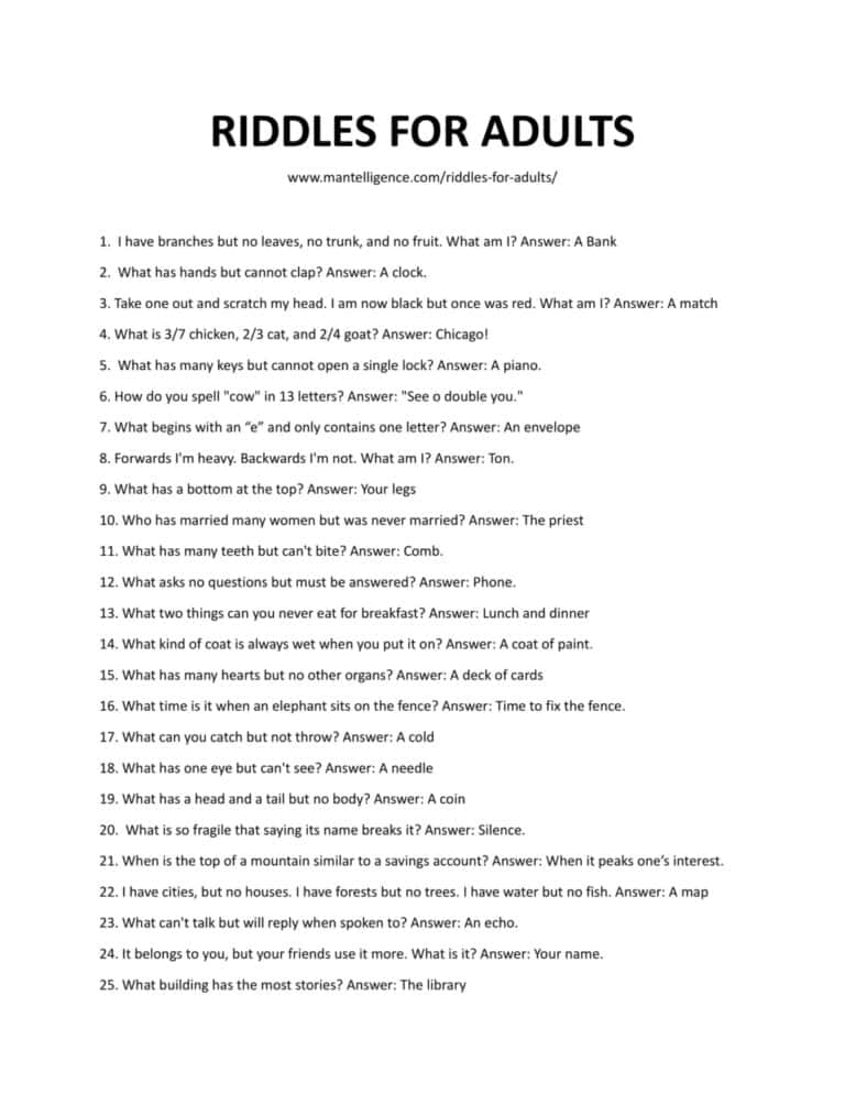 30 Interesting Riddles For Adults Challenge Your Brain Now