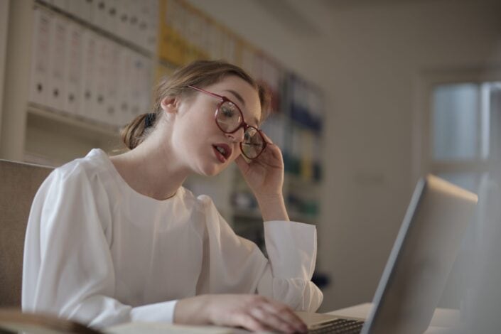 Woman working on laptop