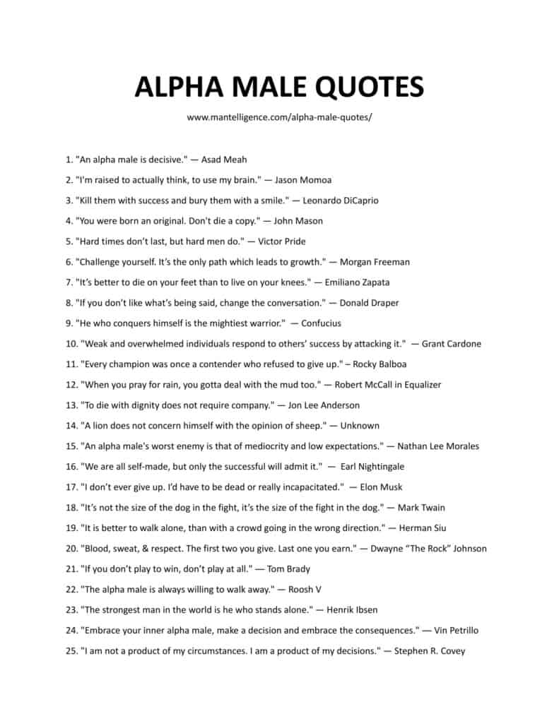 20+ Best Alpha Male Quotes (About: Life, Love, Success)